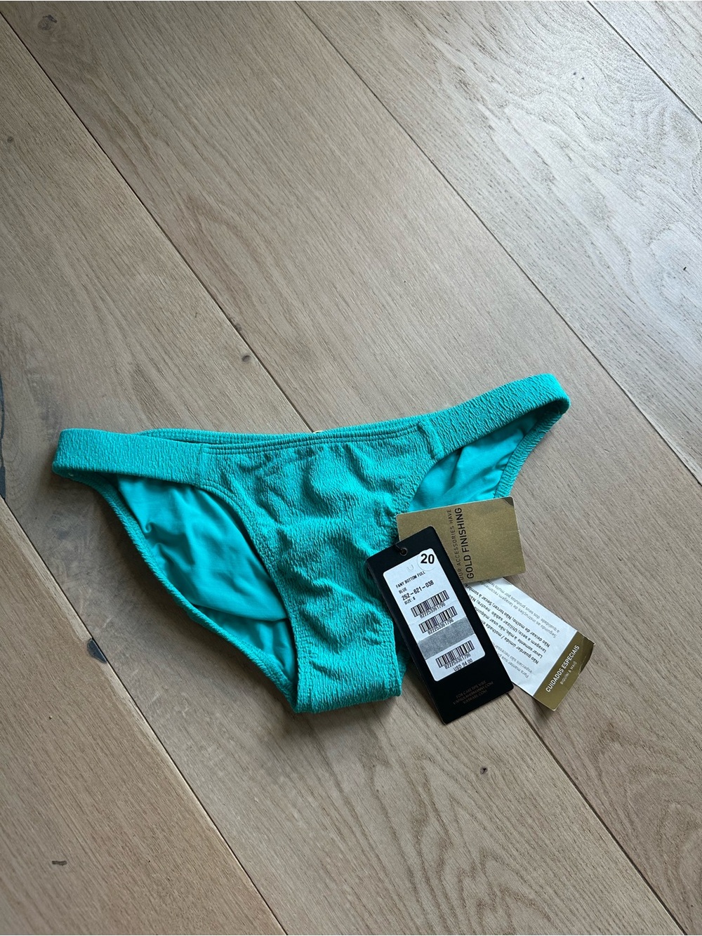 Women's Teal Bikini Bottoms - Textured Hipster Swimwear